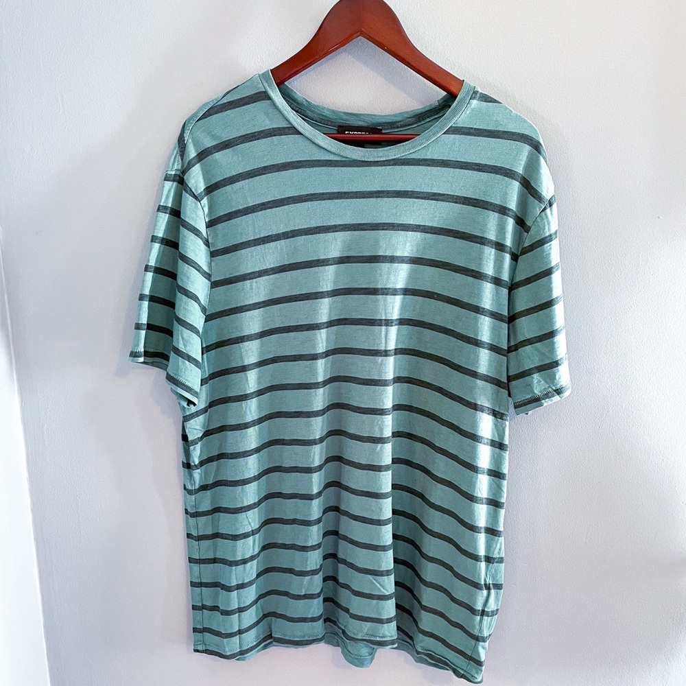 Mens Express green striped T-shirt